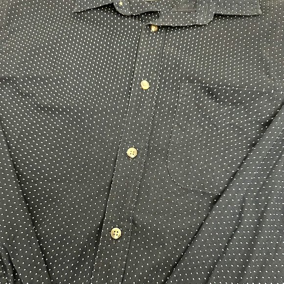 Old Navy Mens Dress Shirt Blue White Polka Dots Size Large Regular Fit - Picture 3 of 4